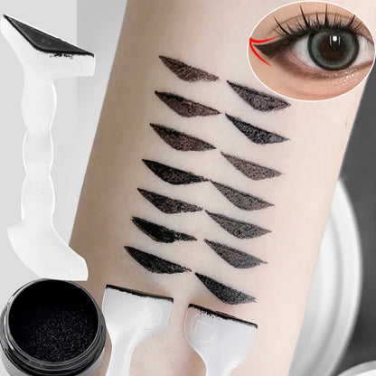 Waterproof Simple Eyeliner Stamp - Long-Lasting Double-Ended Lash Template with Ink, Black Eye Liner for Beginners