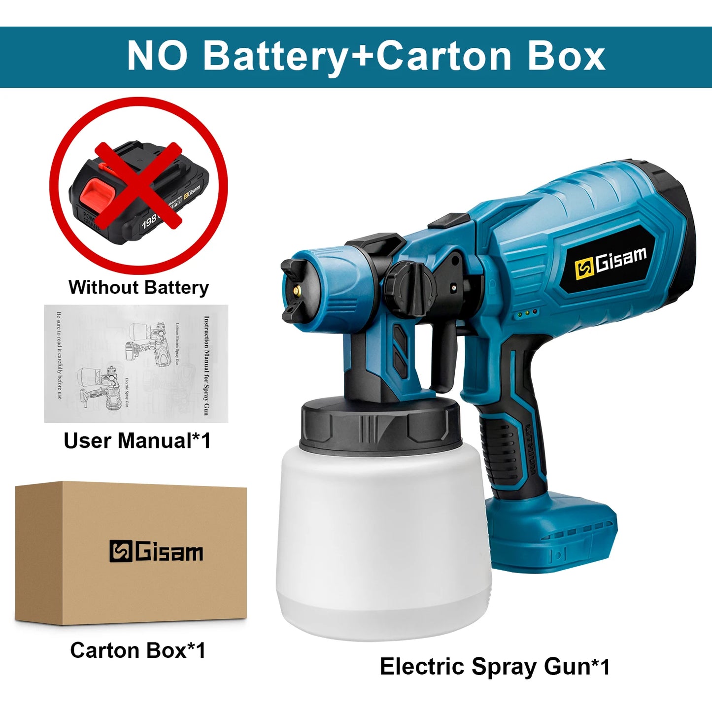 1000ML Cordless Electric Spray Gun – High Power HVLP Paint Sprayer for Auto, Furniture, Steel Coating, Compatible with Makita 18V Battery
