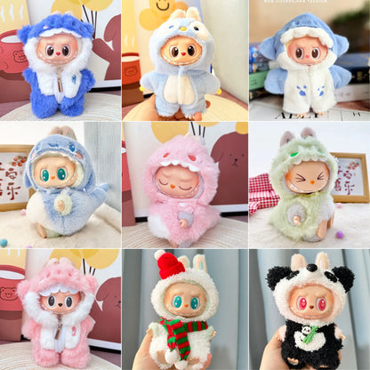 15cm/17cm LABUBU Doll Outfits – Sitting Party Plush Animal Sets for Generations 1-3, Cute Gifts for LABUBU Fans