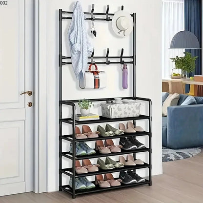 Entryway Clothes Hanger and Shoe Rack – Multi-Purpose Storage for Shoes, Jackets, Hats, Bags, and Umbrellas