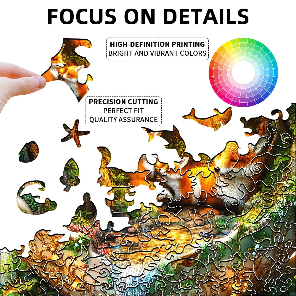 Challenging Wooden Puzzle – Forest Wildlife Jigsaw for Family Fun & Home Decor Gift