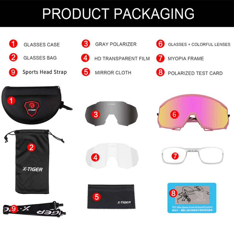 X-TIGER Polarized Cycling Glasses — Photochromic MTB & Road Bike Sunglasses for Sports