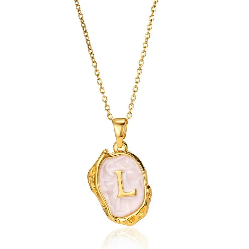 Y2K Stainless Steel Drip Oil Alphabet Necklace – A-Z Initials Pendant for Women & Men, Aesthetic Jewelry Gift