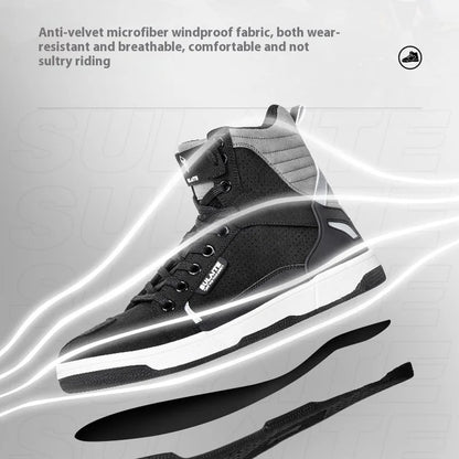 Motorcycle Riding Shoes - Breathable High-Cut, Anti-Fall, Anti-Slip Knight Boots, Parkour Shoes, All-Season Casual Motorcycle Boots