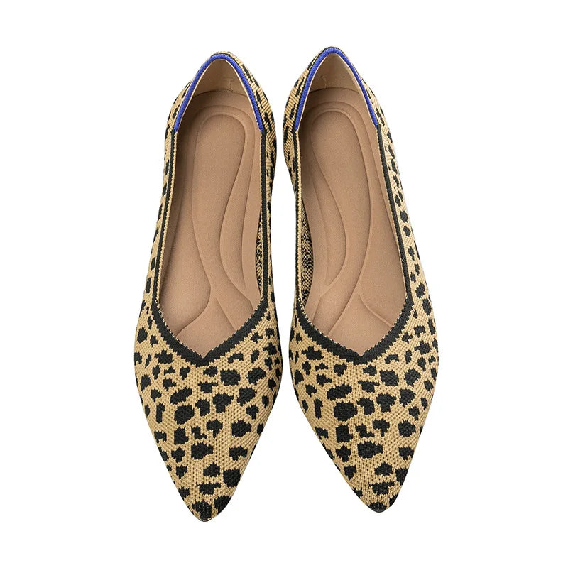 Women’s Pointed Flat Shoes - Comfortable Knitted Elastic Casual Fashion Shoes for Spring & Autumn Wear