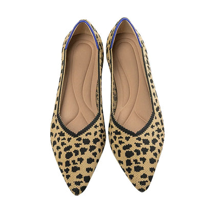 Women’s Pointed Flat Shoes - Comfortable Knitted Elastic Casual Fashion Shoes for Spring & Autumn Wear