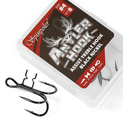 Rosewood Treble Fishing Hook with Holder - Extra Sharp Barbed Triple Hooks for Soft Swimbaits & Rubber Baits
