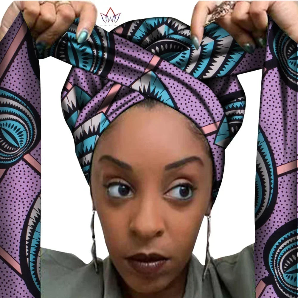 African Print Bonnet with Long Ribbon - Large Size Ankara Hair Wrap Cap for Women, Single Layer Head Cover