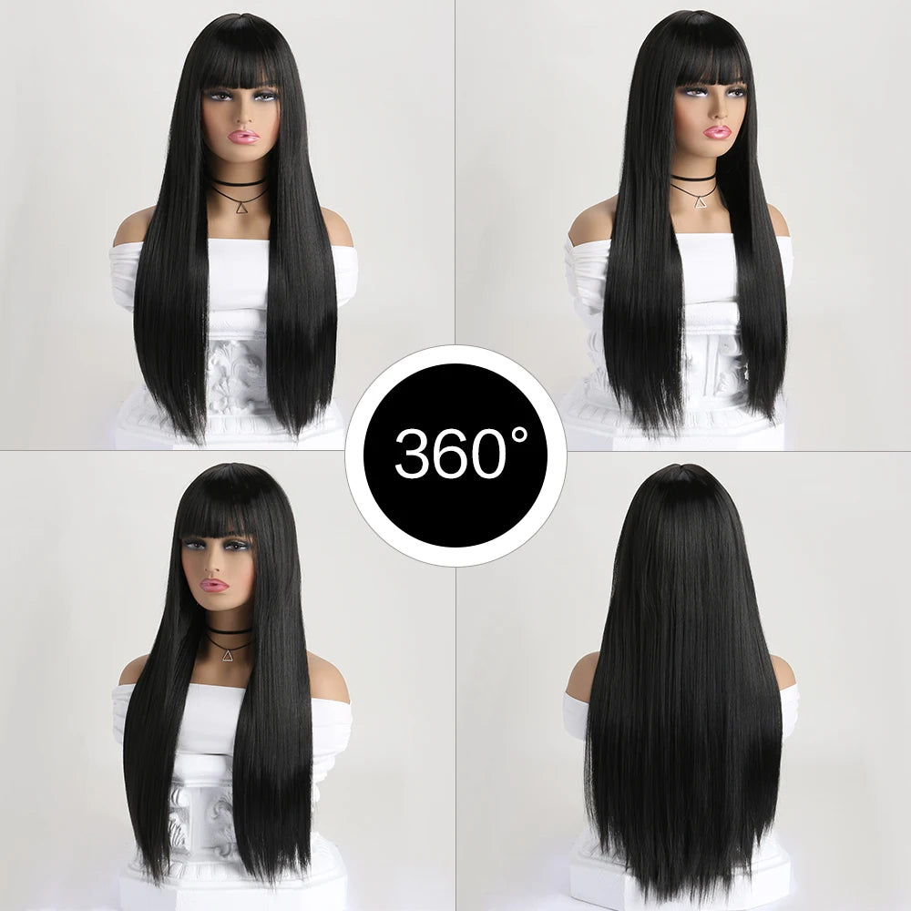 26" Long Straight Synthetic Wig for Women – Colorful Fashion Wig for Daily Wear, Halloween Costume, Party & Cosplay