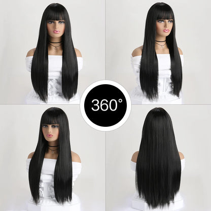 26" Long Straight Synthetic Wig – Fashion Color Wig for Women, Daily Wear, Halloween Costume, Party & Cosplay