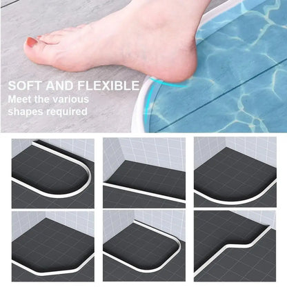 2M Collapsible Shower Water Dam - Self-Adhesive Silicone Threshold for Wet & Dry Separation