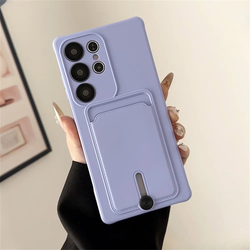 Liquid Silicone Samsung Galaxy Wallet Case with Card Holder – Shockproof Cover for S26/S25/S24 Ultra, Plus, FE & A56/A55/A54 Series