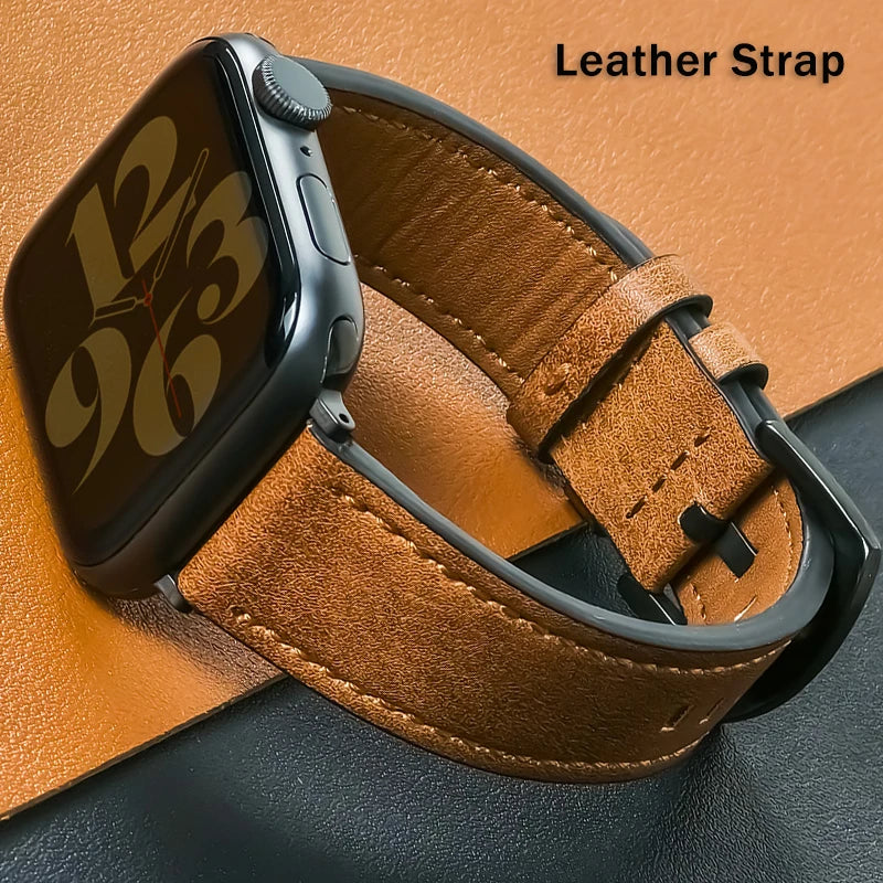Leather Strap for Apple Watch – High-Quality Replacement Band for All Series 38-49mm