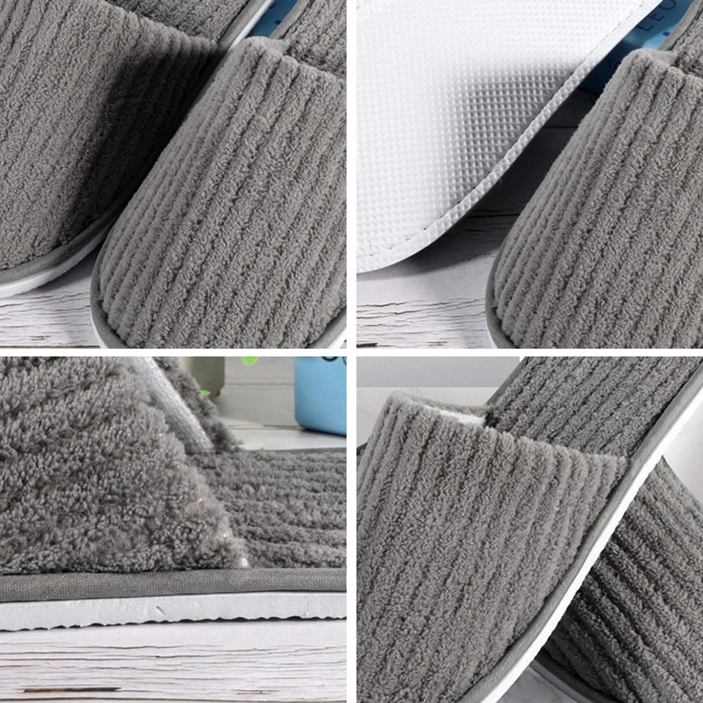 3 Pairs Set Non-Slip Closed Toe Disposable Hotel Slippers – Soft Indoor Guest & Travel Bathroom Slippers