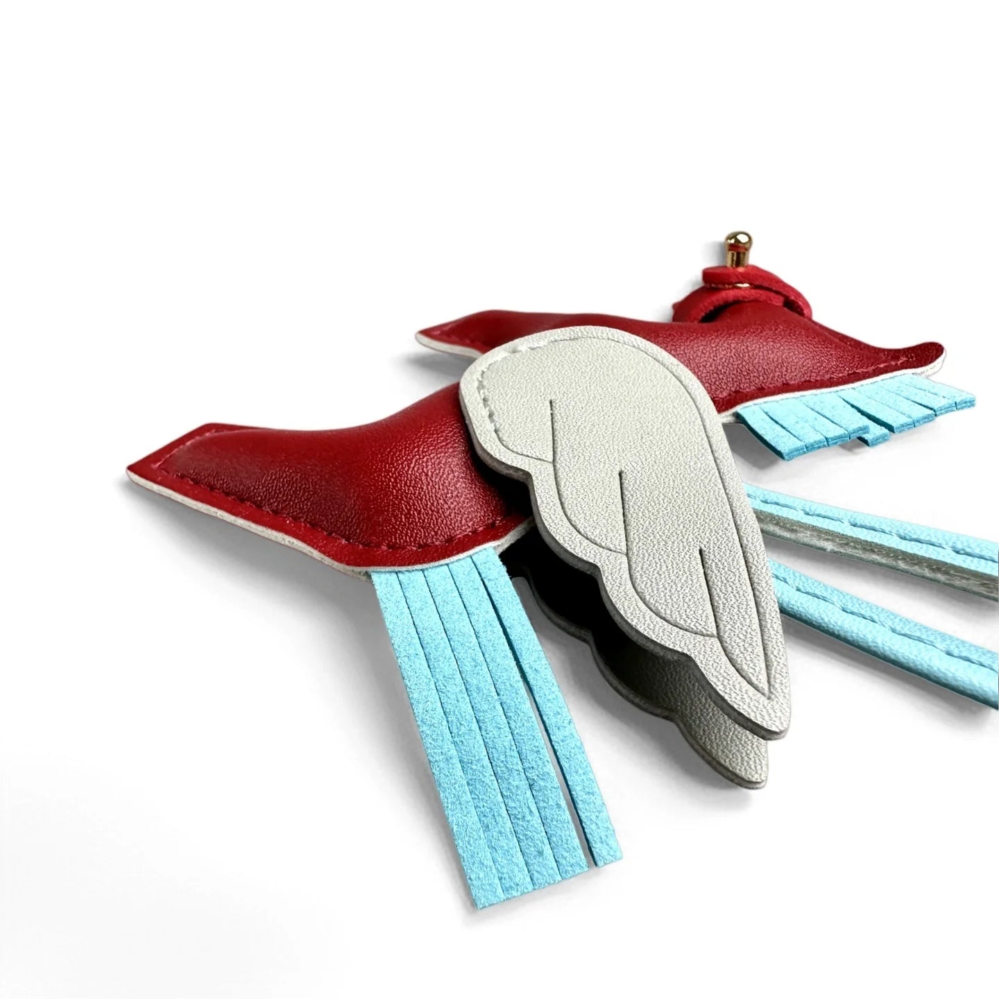 Winged Pony Keychain - Premium PU Leather Bag Charm with Detachable Strap