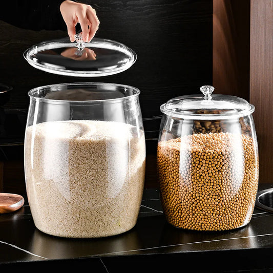 Plastic Food Storage Jar with Airtight Lid - 2.2/3.8/6.5L Flour, Grains, Candy & Cookie Canister