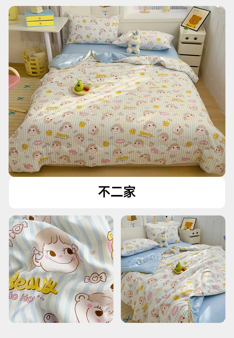 Washed Double Gauze Quilt – Lightweight Summer Comforter with Soya Fibre Filling, Soft & Breathable for Queen Size