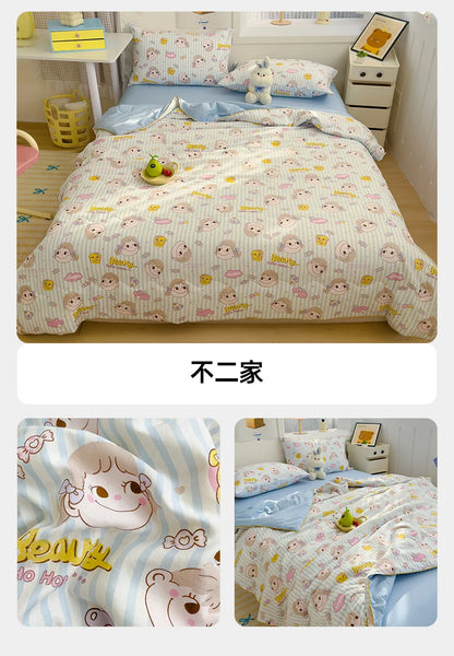 Washed Double Gauze Quilt – Lightweight Summer Comforter with Soya Fibre Filling, Soft & Breathable for Queen Size