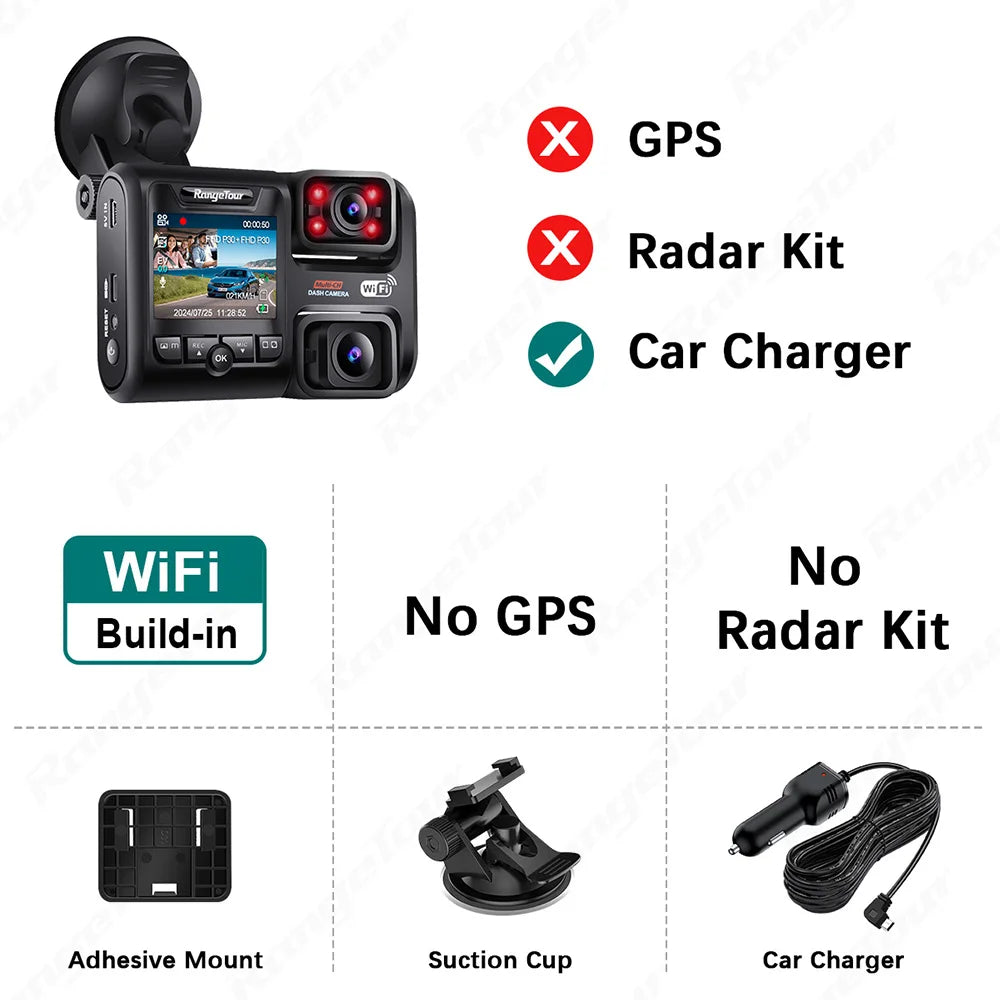 4K 2160P Dual Lens Car DVR – WIFI GPS Logger, Novatek 96663 Chip, Sony Sensor, Night Vision Dash Cam Recorder D30H