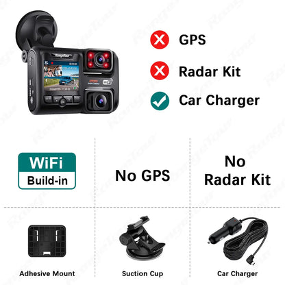 4K 2160P Dual Lens Car DVR – WIFI GPS Logger, Novatek 96663 Chip, Sony Sensor, Night Vision Dash Cam Recorder D30H