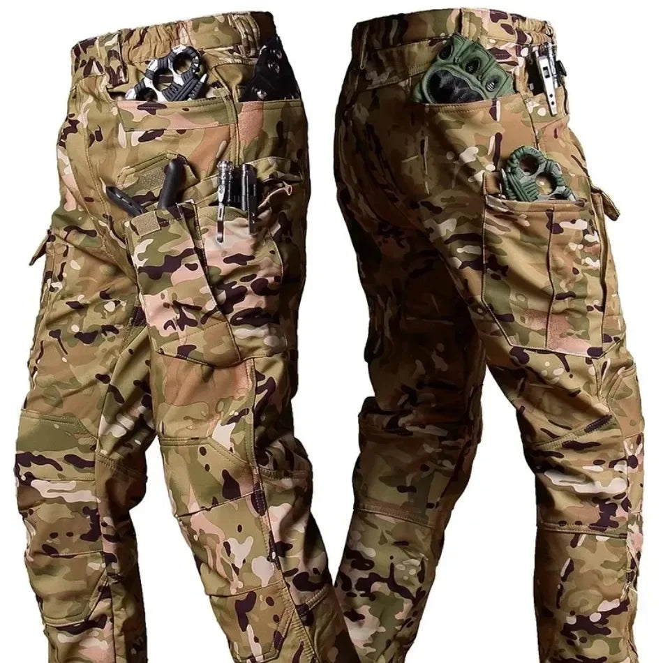 Men’s Winter Tactical Soft Shell Cargo Pants S–4XL – Windproof Waterproof Shark Skin Outdoor Multi-Pocket Combat Trousers