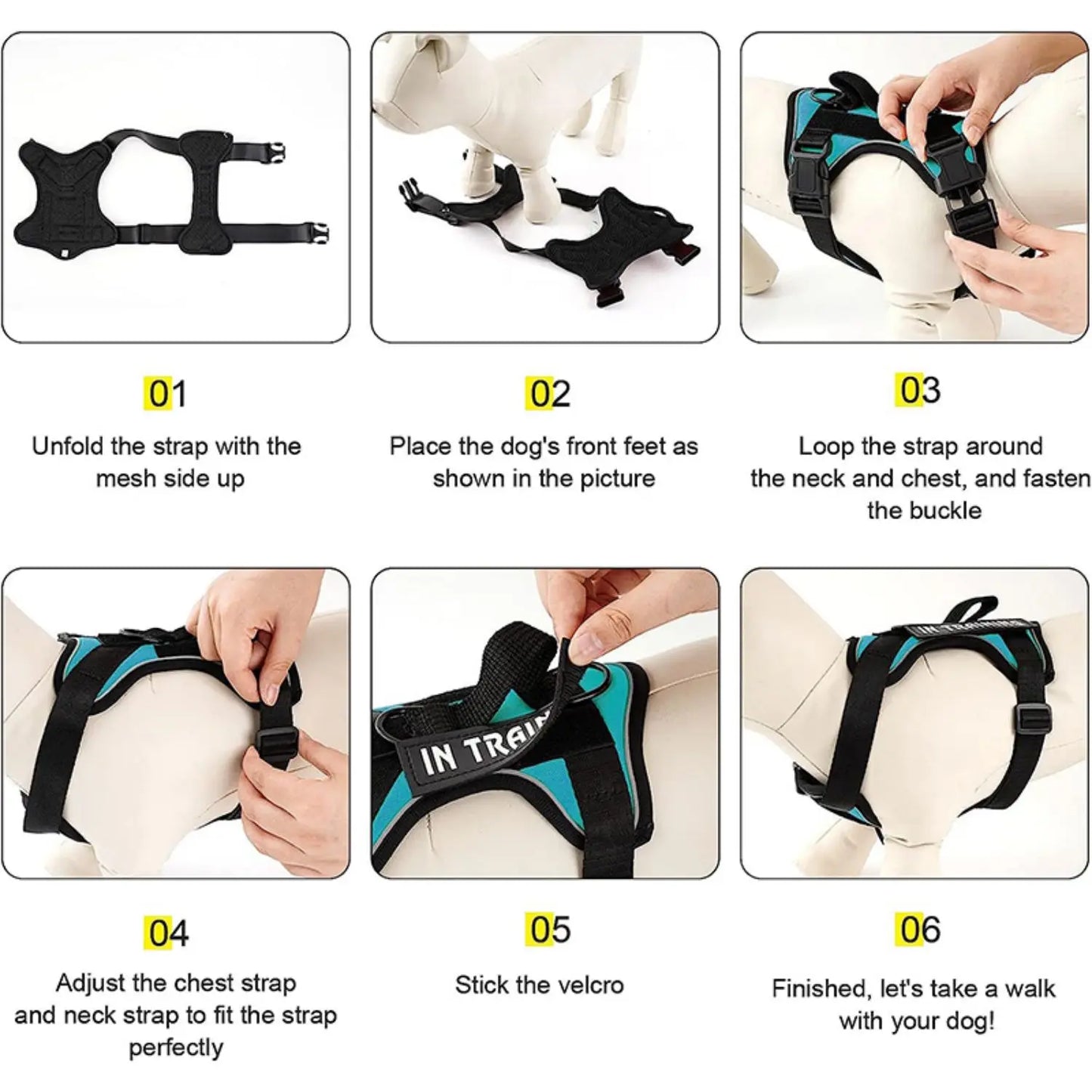 Reflective Service Dog Harness Vest with 5 Patches – Adjustable Soft Oxford Mesh Pet Harness
