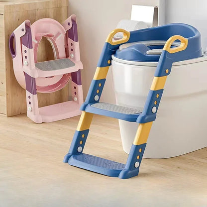 Children's Toilet Seat & Step Stool – Folding Toilet Ring with Stairway for Boys & Girls