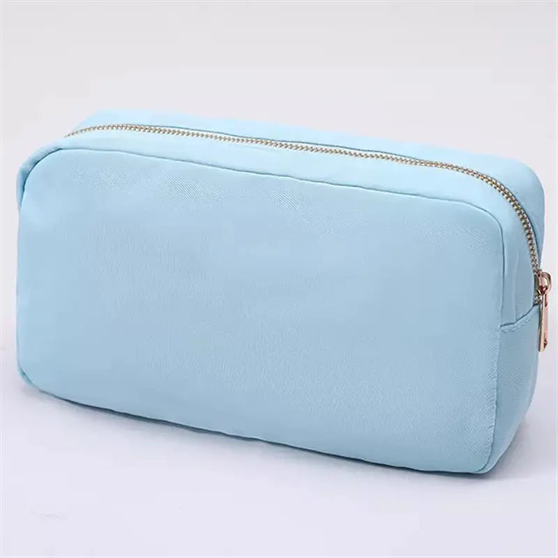 Multi-Color Nylon Cosmetic Bag - Large Zipper Makeup Pouch & Toiletry Organizer for Women and Girls