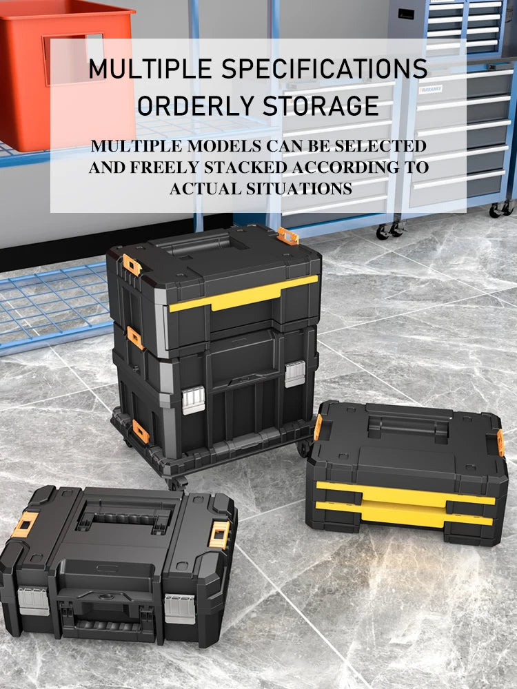 AIRAJ Stackable Modular Toolbox Set — Portable Combo ToolBox with Wheels for Space-Saving Storage & Easy Mobility