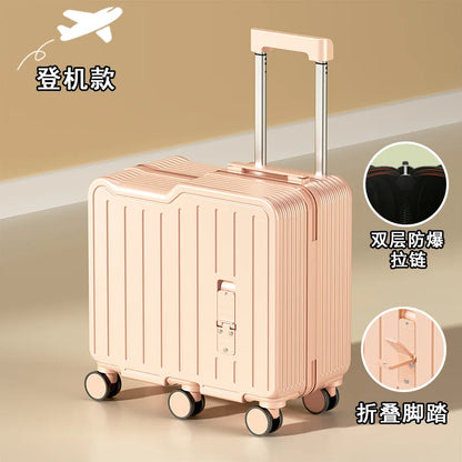 2024 Kids Ride-On Luggage with Foot Pedal – 20-Inch Mini Travel Suitcase with 6 Wheels, Folding Design for Children
