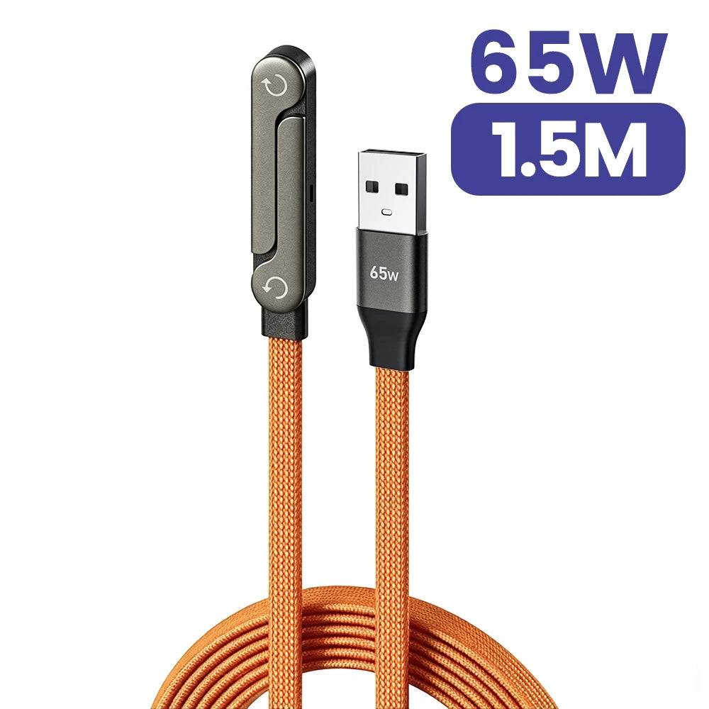 240W USB-C Fast Charging Cable - 2-in-1 Foldable Desktop Stand Data Cable for iPhone 17/16 & Samsung