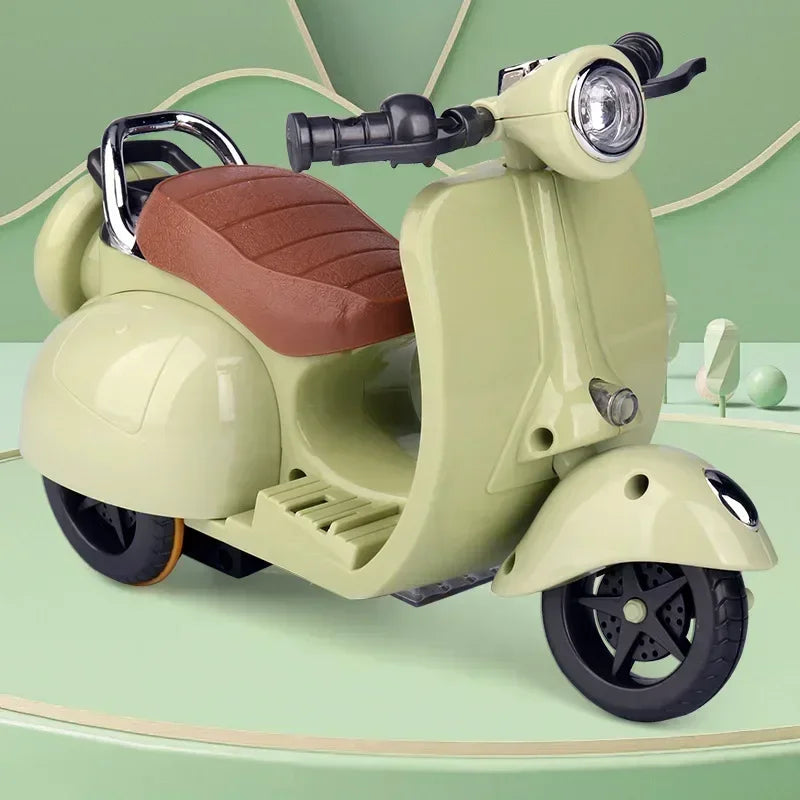 Mini Electric Retro Motorcycle Toy – Dazzling Spin for Labubu Dolls & Pets, Children’s Birthday Gift