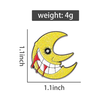 Soul Eater Crescent Moon Enamel Pin - Anime Gothic Brooch Lapel Badge Gift for Fans