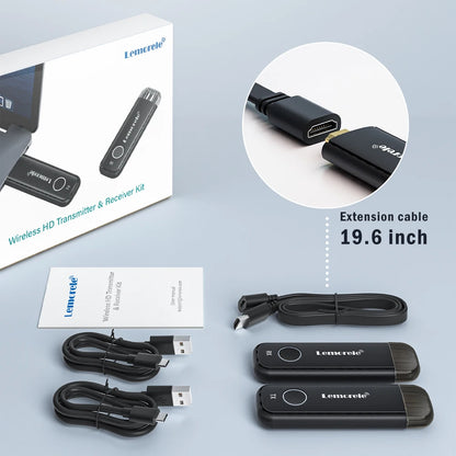 Lemorele 1080P HDMI Wireless Transmitter & Receiver - Video Extender Kit for Laptop, TV, Projector, Monitor