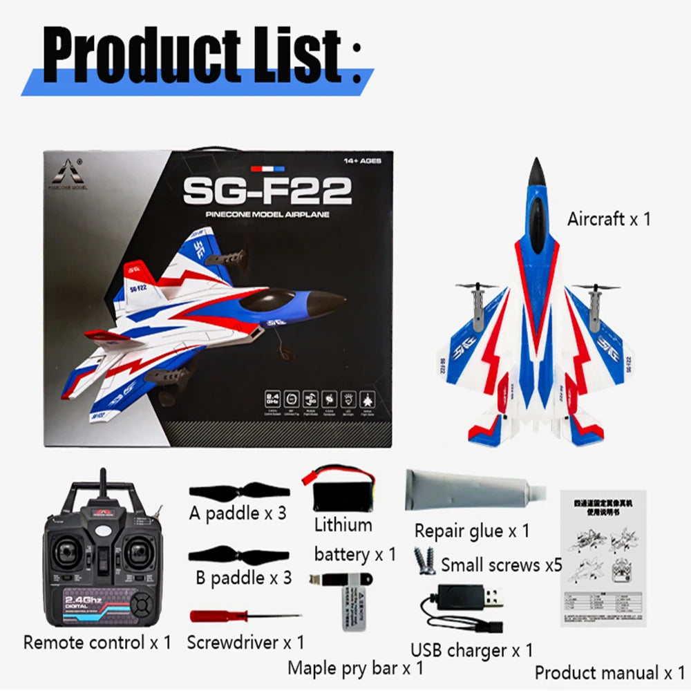 RC F22 Stunt Plane — 2.4G Remote Control 3D Glider Airplane EPP Foam Toy for Kids