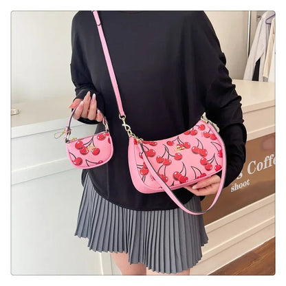 2025 Modern Vintage Cherry Crossbody Bag – Mahjong-Style Chain Shoulder & Underarm Bag, Women’s Light Luxury
