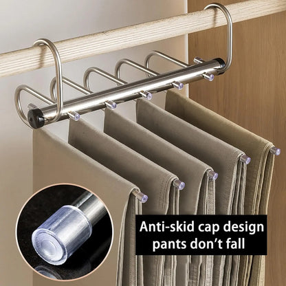 Stainless Steel Multi-Tier Pants Hanger — 5/9 Tier Space-Saving Closet Organizer for Jeans, Trousers, Scarves & Clothes