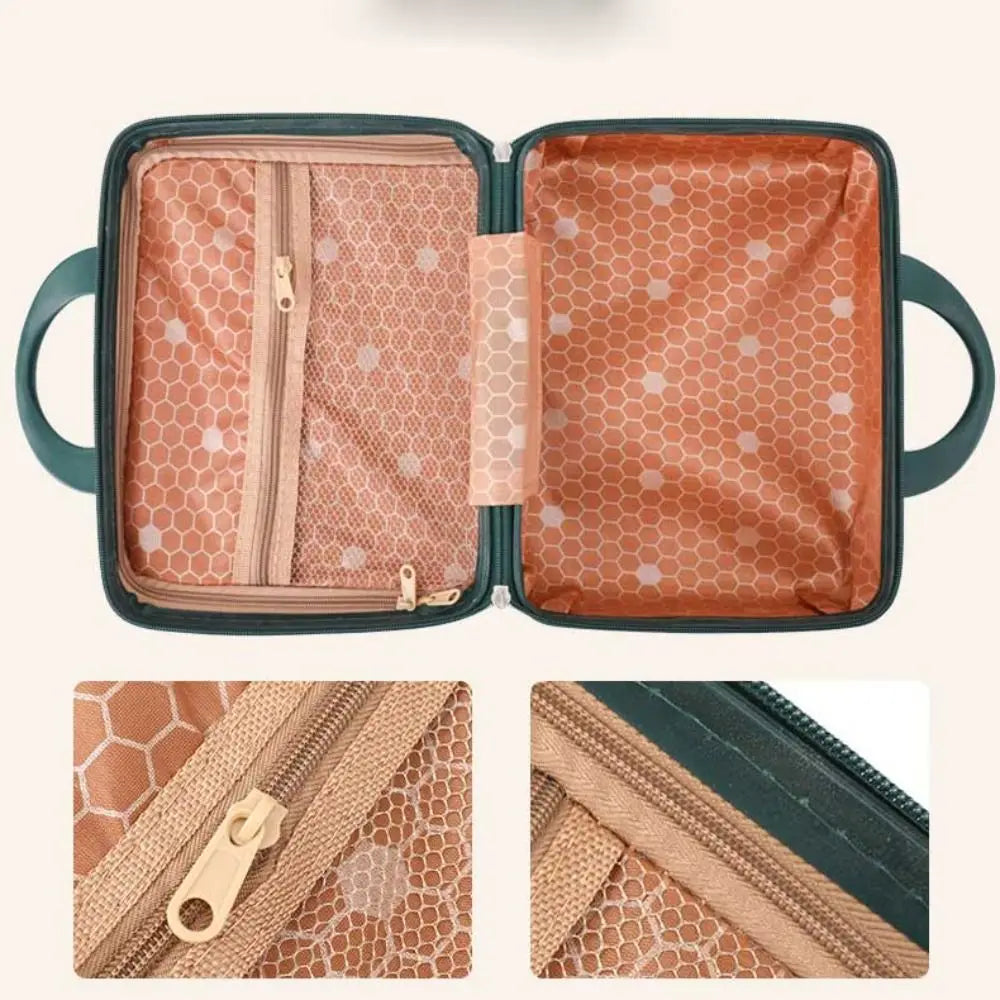 14-Inch Mini Travel Suitcase Cosmetic Box - Hand Luggage Organizer with Password Lock, Small Makeup Case for Boarding