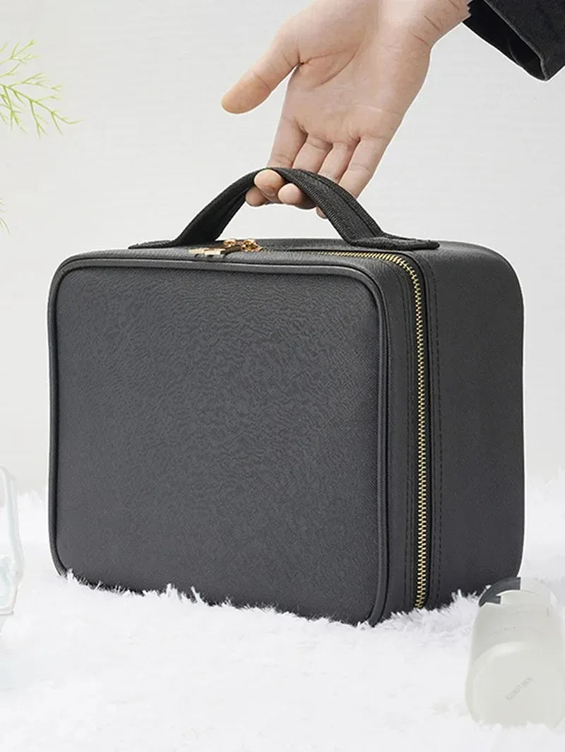 Smart LED Cosmetic Case with Mirror, Large Capacity Travel Makeup Bag for Women, Skincare & Beauty Organizer