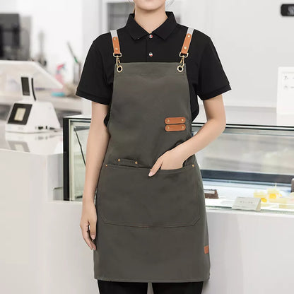Professional Waterproof Kitchen Apron for Women: Multifunctional Grill Apron with Pockets, Ideal for Waiters, Nail Salon Staff