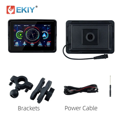EKIY 5" Portable Motorcycle GPS Navigation Display – Digital Dashboard with Wireless CarPlay & Android Auto