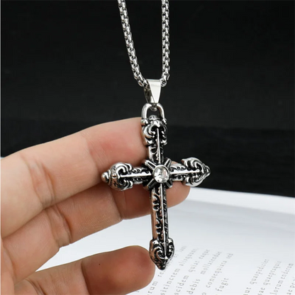 European & American Retro Gothic Cross Necklace – Unisex Hip-Hop Fashion Pendant for Men & Women, Street Style Trendsetter Jewelry Accessory