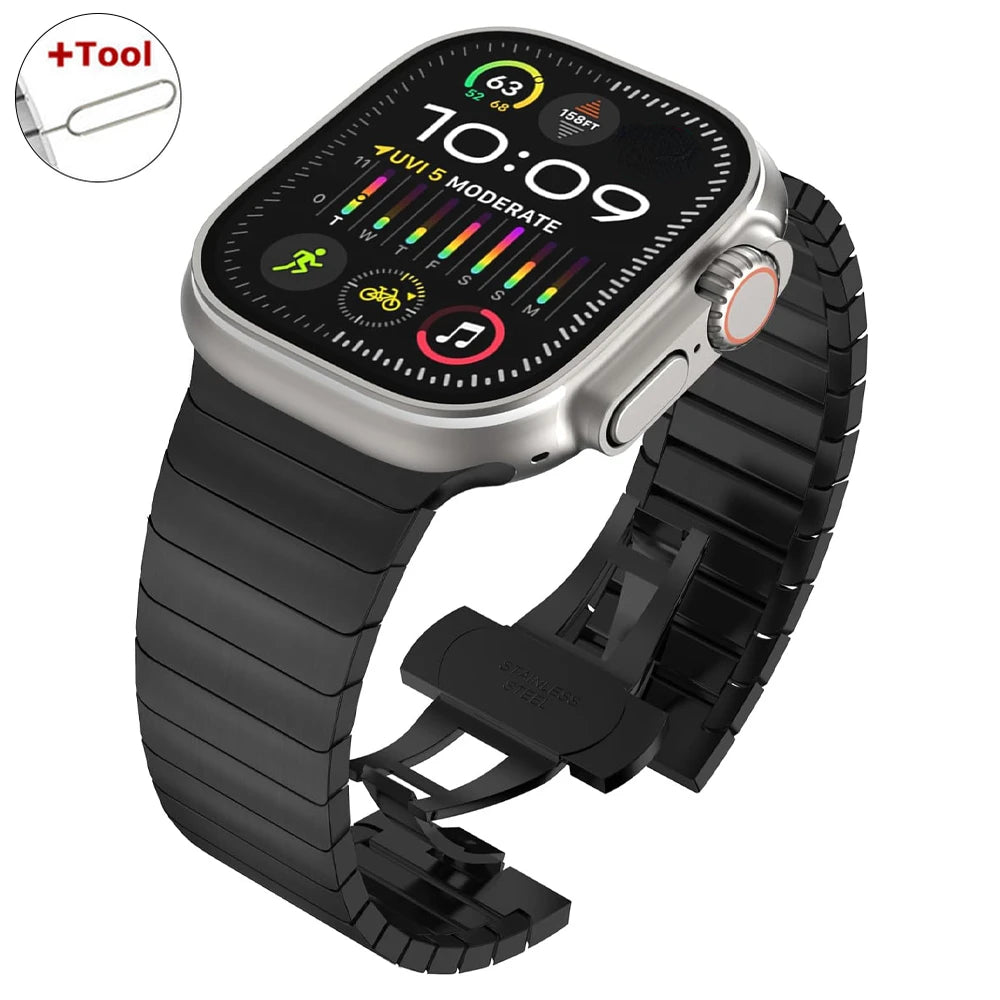 Ultra 3/2 Titanium & Stainless Steel Luxury Bracelet for Apple Watch — Fits Ultra 49/45/44/42mm & Series 11/10/9/46/41mm