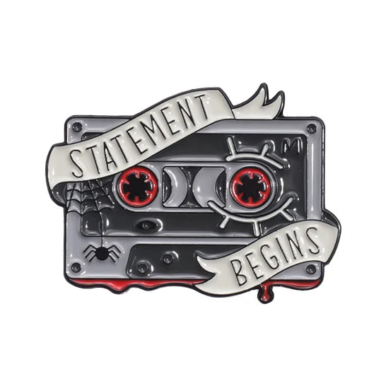 Magnetic Tape Music Series Metal Brooch – Versatile Clothing, Necklace & Badge Accessory with English Style