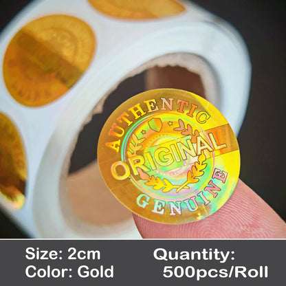 500pcs Hologram Tamper-Proof Stickers - Genuine Security Warranty Void Sealing Labels 15mm