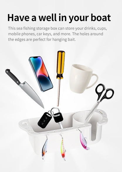 Marine Storage Caddy Box – Universal Boat Cup Holder, Phone & Drink Organizer for Yacht, Pontoon, & Fishing Cabin