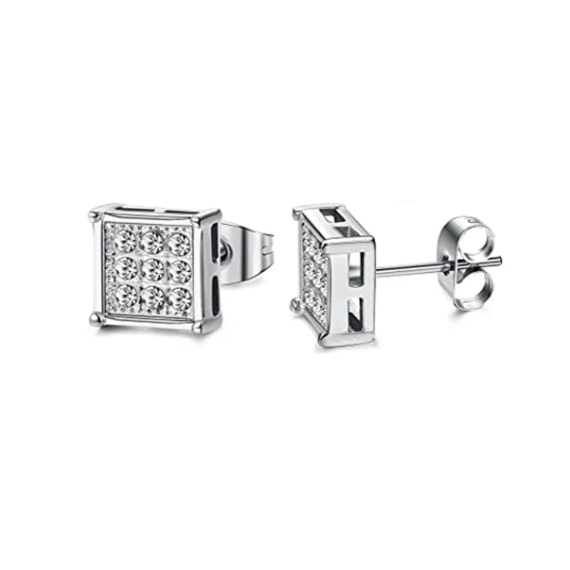 Unisex Stainless Steel Cubic Zirconia Stud Earrings Set (1–8 Pairs) – 6mm Minimalist Ear Piercing Jewelry for Men & Women