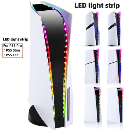 RGB LED Light Strip for PS5 Slim & PS5 Pro Console – Gaming Atmosphere Lighting for PlayStation 5 Setup