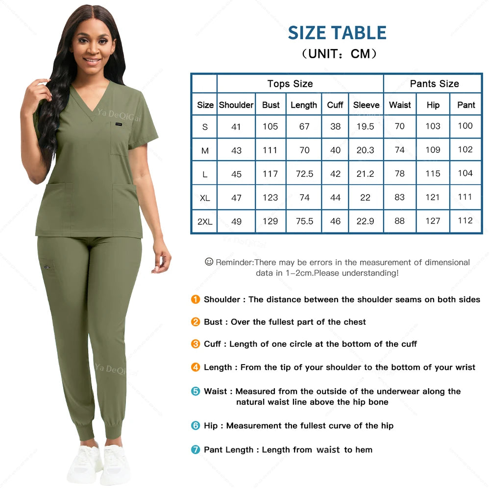 Women's Stretch Scrub Set - Nursing Uniform Top & Jogger Pants for Medical Work