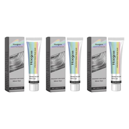 Gray Hair Dye Cream - Smoky Silver Gray Permanent Hair Color Wax for Women & Men